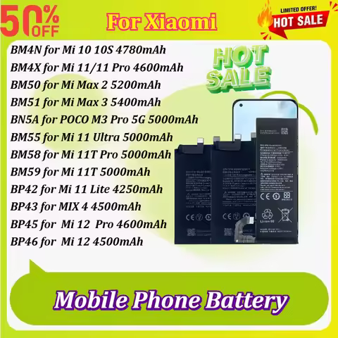 BM4N BM4X BM50 BM51 BM55 BM58 BM59 BN5A BP42 BP43 BP45 Phone Battery for Xiaomi Mi 10 11 12 Max 2 3
