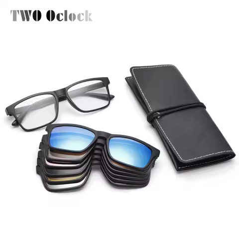 TWO Oclock Magnetic Sunglasses Men Polarized Women Clip On Glasses Square Optic Myopia Spectacle Fra