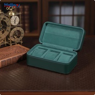 Hellery Compact slot watch box, soft watch case for travelers Green 3-slot
