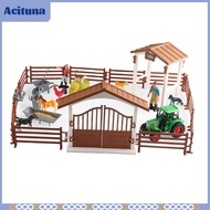 Barn Farm Animal Toy for Kids Fence Playset Animals Figures with Big Farm House Tractor Truck Barnya