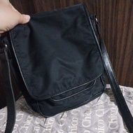 Genuine Agnes .b Voyage men's crossbody bag with genuine leather combination, size 22x26