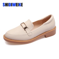 European American Fashion Women's Shoes Retro Loafer Flate Small Leather Shoes Light-mouthed Single Shoes AB102