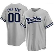 Customized Name & Number Boyfriend Style Men's Embroidered Baseball Jacket, New York Gray V-Neck Per