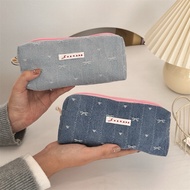 MY LITTLE BERRY - Jeans Pencil Case Ribbon - Jeans Pencil Case - Jeans Pouch - Makeup Pouch