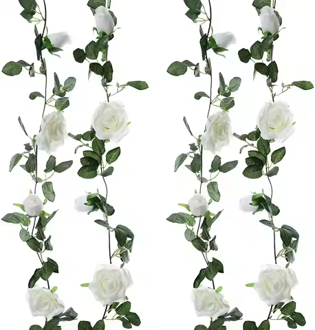 16 / 9Head White Flower Garland Rose Flower String Vine Artificial Flowers for Wedding Arch Party Ga