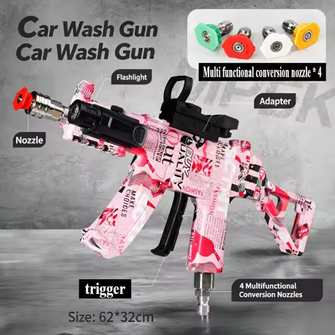 New UMP45 Style Car Wash Spray Gun, High Pressure Alloy Interface Water Gun, Portable Household Clea