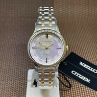 Citizen Eco-Drive EM0896-89Y Two Tone Gold Bracelet Mother Of Pearl Ladies Watch