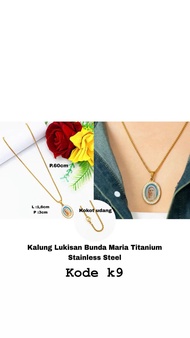 Kalung Lukisan Tuhan Yesus Dan Lukisan Bunda Maria Titanium Anti Karat