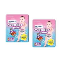 DIAPEX WONDER PANT Baby Diapers L50'S + FREE 4pcs X (2packs)