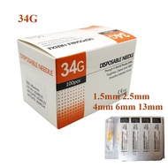 34G 1.5mm 2.5mm 4mm 6mm 13mm painless Small Needle Disposable Sterilize Injector meso Needle Body pi