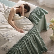 Four-Piece Set Printed Cotton 2025 French Skirt Fixed Sheet New Style High Kit Bedding Bed Pure Cott