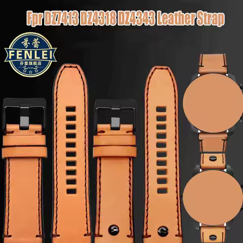 For Diesel Cowhide Watch band DZ7413 DZ4318 DZ4343 DZ4323 DZ4476 Vintage Cow leather Retro Wtach str
