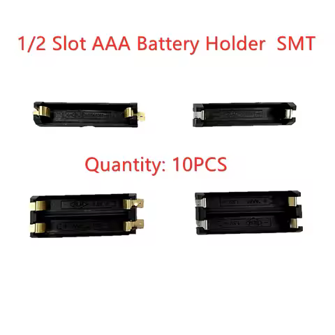 10 Pcs 1/2 Slot AAA SMD SMT Battery Holder 1、2xAAA Battery Box SMD SMT Battery Case With Pins DIY