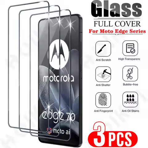 3 Pcs Tempered Glass For Motorola Moto Edge 70 60 50 Fusion G85 G15 G75 G Power Curved Full Screen P
