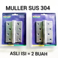 [ isi 2 Buah ] Best QUALITY MULLER - Engsel pintu Stainless 5 inch Engsel pintu Stainless 4 inch Engsel Jendela 3 inch