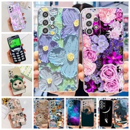 Flower Casing Samsung Galaxy A23 Case Fashion Printed Transparent TPU Soft Back Cover Samsung A23 4G