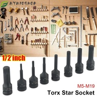 MIOSHOP 1Pcs Electric Drill Socket Adapter, Metric 1/2 Inch Shank Cr-Mo Steel 12 Point Torx Socket, 