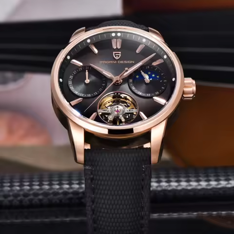 PAGANI DESIGN 2025 41MM Pilot's Hollow Moon Phase Leisure Fashion Men Mechanical Watch Sapphire Glas