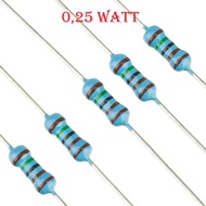 Metal Film Resistor 1K2 1K5 1K8 3K3 4K7 5K1 6K2 6K8 8K2 0.25 1/4 Watt