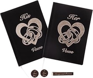 Impress Genius Linen Wedding Vow Books His and Hers, Vow Books for Wedding with Cufflinks Tie Clip S