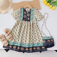 Bear Leader 4 5 6 7 Years Kids Clothing Baby Girls Casual Dresses with a Bag Summer Short Sleeves Fl