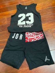 Jordan 兒童 休閒運動套裝 短袖短褲 黑