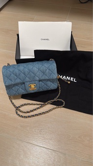 Chanel Denim Classic Flap Bag牛仔金球