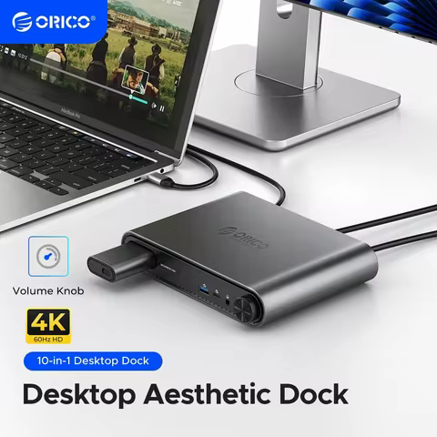 ORICO M.2 SSD Enclosure with 10-in-1 Type-C Docking Station PD100W Charging Ethernet 4K60Hz HDMI-com