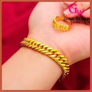 GW Jewellery Fashion Accessories Emas 916 Gold Bangkok 10mm Gold Plated Bracelet Classic Men's Wide Braided Bracelet