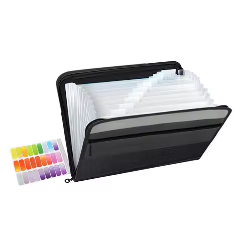 J1UL1N 13 Pockets Expanding File Folder A4 Plastic Document Wallet Organizer For Personal Office Sta