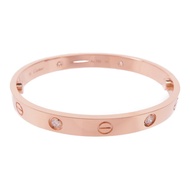 CARTIER 18K玫瑰金Love Bracelet 4 Diamonds鑽石手鐲Cartier#16