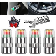 4PCS Car Tire Pressure Monitor Valve Stem Caps, 2.4 Bar 36psi Tire Pressures Sensor Indicator, Coppe