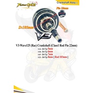 Crankshaft Wave125 v2/v3 Burger 102/105mm Jack 5/6/7/8mm 22mm Pin Class1 Rod/103L Rod