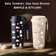 Tumbler CUTE CAT PATTERN 500ml Stainless Steel 316 Portable Drinking Bottle Simple Stylish & Aesthet