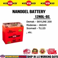 12N9L-BS 12N9L 12N9 KOYOKO NANOGEL BATTERY BATERI GEL DEMAK SKYLINE 200 MODENAS JAGUH SCOMADI TL125 