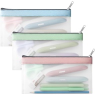 Timart Clear Pencil Pouch-3 Pack, Clear Pencil Case, Pen Holder with Zipper for Kids, Clear Makeup P
