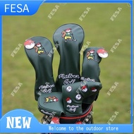 Malbon Golf Club Head Cover Set Super Cute Cartoon Pattern Green Soft Leather Durable Easy To Use Ca