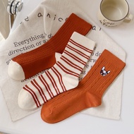100% Cotton soft and smooth socks for women for summer comfortable - dynamic orange Tone - Set of 3 pairs - QC24-T504 - Socks Must Quality