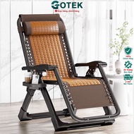 GOTEK GT-02 Premium Folding Relaxation Chair, Cool Bamboo Mesh, Carbon Steel Frame with Cup Holder