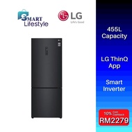 LG 455L Bottom Freezer Inverter Refrigerator in Matte Black Finish GC-B569NQCM