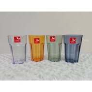 Octagonal Water Glass ABS Plastic Tall Shape Clear Color (Pack Of 6/Color) Golden Brand HORSE