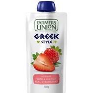 Farmers Union Austrailain Greek Style Fresh Yogurt With A Hint of Real Strawberry Yougurt Pouch 130g