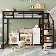 Iron Bed Loft Bed Heavy Bed Black/White Stairs Queen King Katil