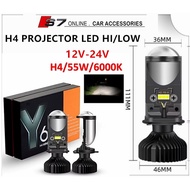 Y6 Car LED Car Headlight LED Mini Projector H4 LED Headlight Bulb Projector Lampu Kereta LED 55W 600