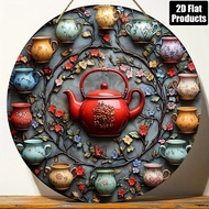 HELLOYOUNG Circular Teapot Wall Art Kitchen Cafe Decor Modern Home Gift Housewarming