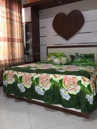 ( PROMO CUCI GUDANG ) Sprei Rumbai Premium Tinggi 30 Set Bantal 2 Guling 2 Motif Bunga 3D Terlaris U