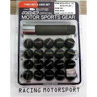 RAYS LOCK & NUT SET 17HEX 5H - BLACK 20pc ORIGINAL JAPAN