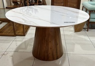 [TEAK WOOD] Teak Wood Dining Table With Single Stone Marble Top