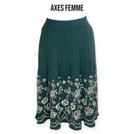 Axes Femme Dark Green Floral Knitted Skirt