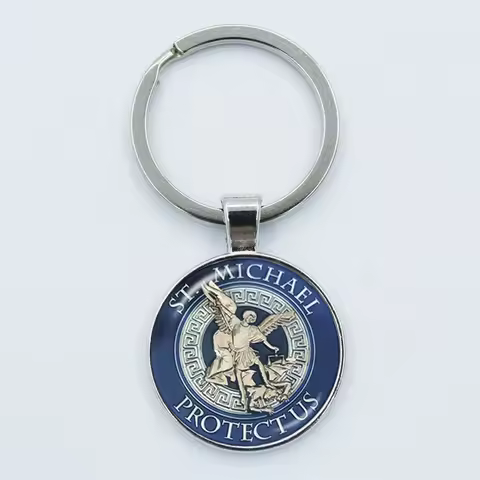 Archangel St.Michael Keychain Protect Me Saint Shield Angel Protection Pendant Key Ring Orhodox Amul